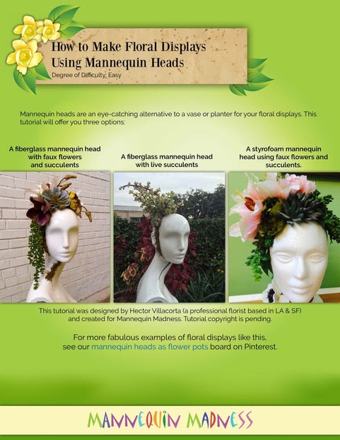 EBook Tutorial: Floral & Succulent Mannequin Head Display