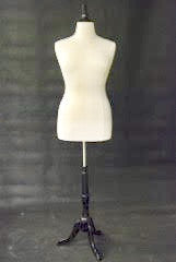 Size 14/16 Plus Size Body Form White Jersey with Tripod Base - Black Wood