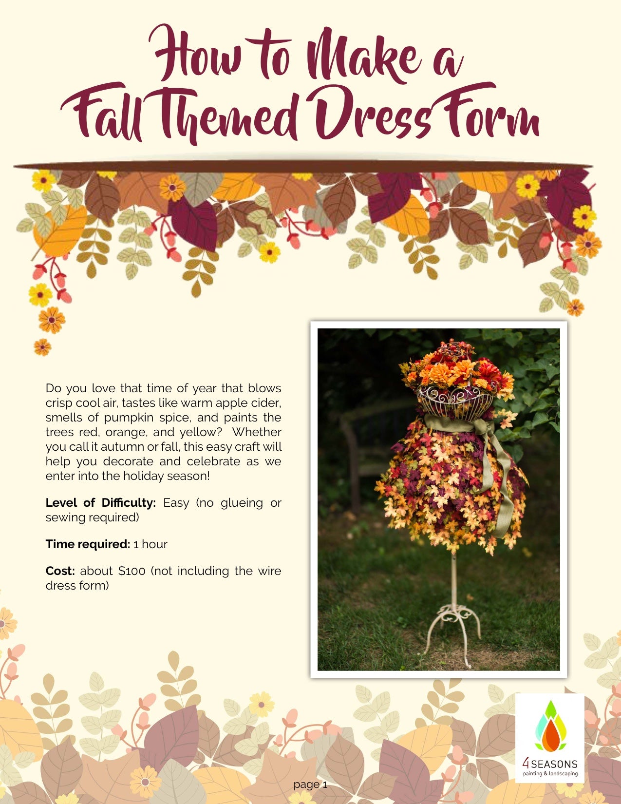 EBook Tutorial: Fall (Faux) Foliage Dress Form Display