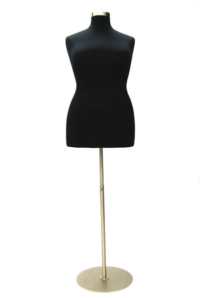 Size 18/20 Black Jersey Plus Size Body Form with Chrome Base