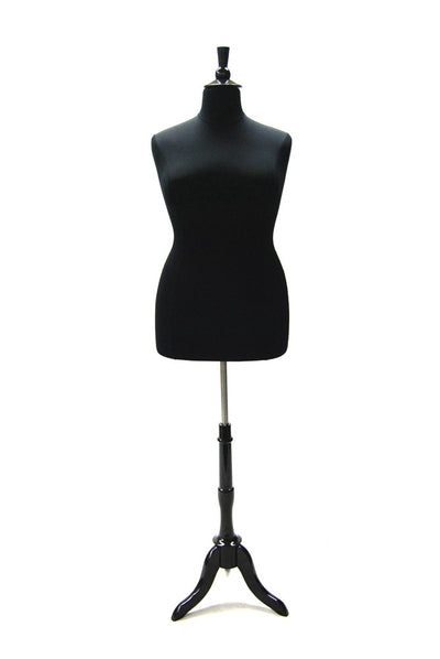 Size 18/20 Plus Size Black Jersey Body Form with Tripod Base