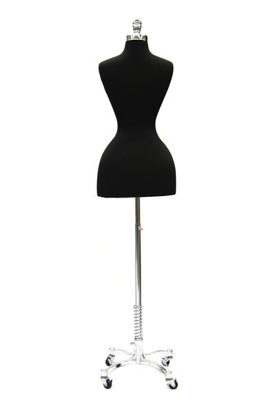 Wasp Waist Corset Dress Form: Black Jersey w/ Base