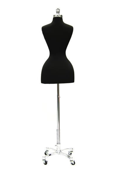 Wasp Waist Corset Dress Form: Black Jersey w/ Base