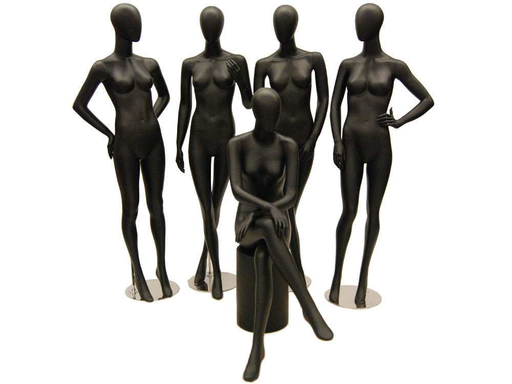 Sasha 3 Sitting Egghead Female Mannequin: Matte Black