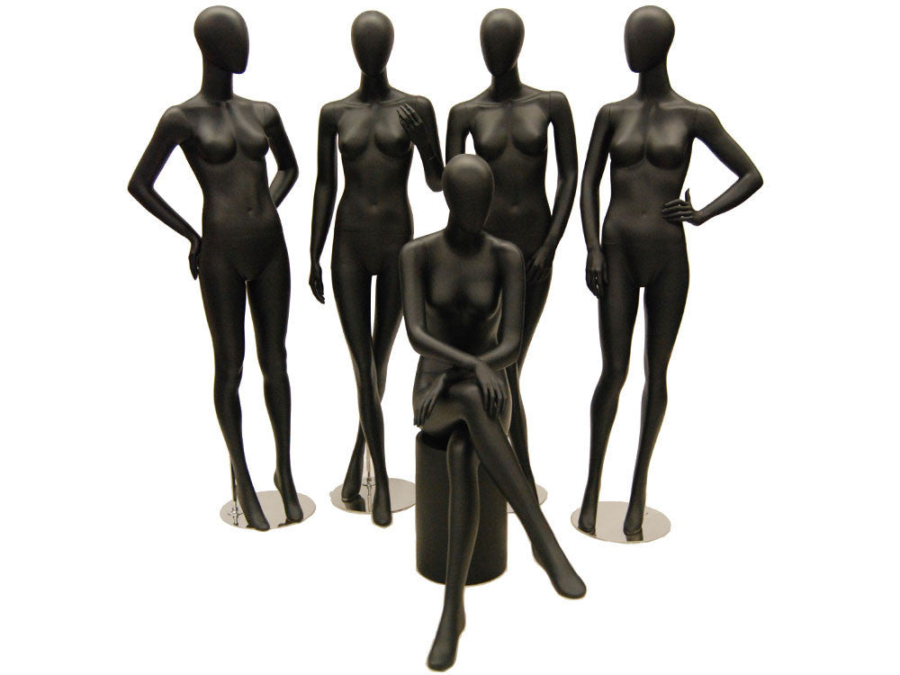Sasha 5: Matte Black Egghead Female Mannequin