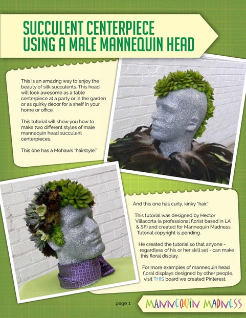 EBook Tutorial: Faux Succulent Mannequin Head Display