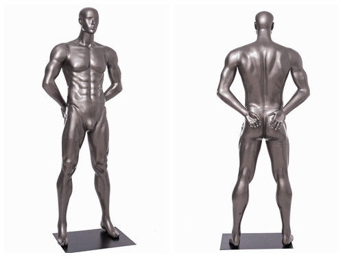 Football Playing Male Mannequin 5: Glossy Grey