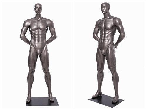 Football Playing Male Mannequin 5: Glossy Grey