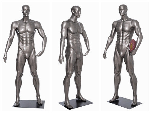 Football Playing Male Mannequin 6: Glossy Grey