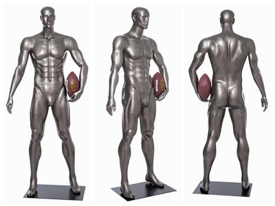 Football Playing Male Mannequin 6: Glossy Grey