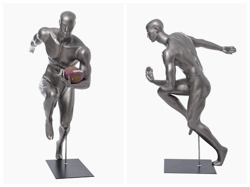Football Playing Male Mannequin 8: Glossy Grey