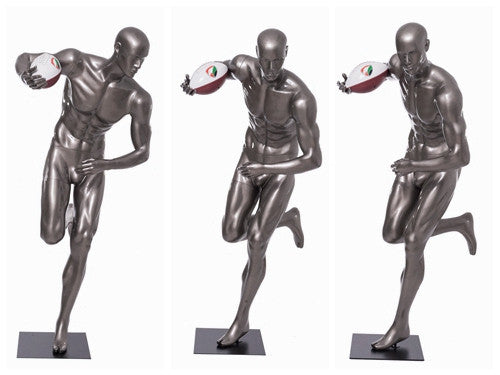 Football Playing Male Mannequin 8: Glossy Grey