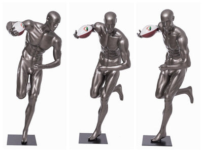 Football Playing Male Mannequin 8: Glossy Grey