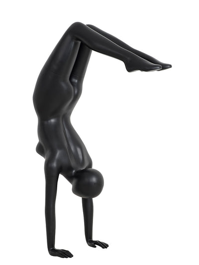 Yoga Egghead Female Mannequin in Handstand Pose: Black Matte