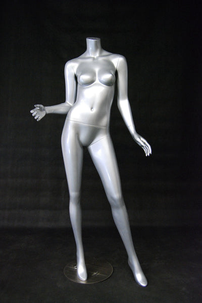 Frankie 1: Headless Female Mannequin: Glossy Grey/Silver