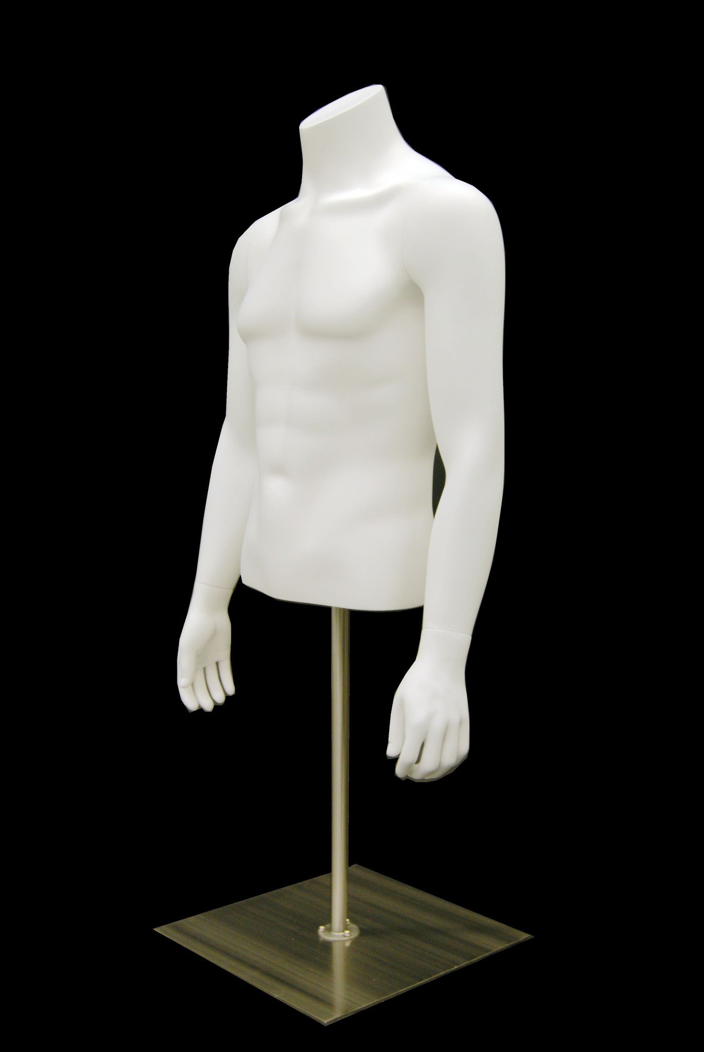 Headless Male 1/2 Torso on Stand: Matte White