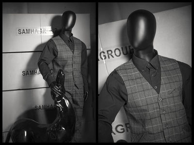 Articulated Egghead Male Mannequin with Articulated Hands: Black