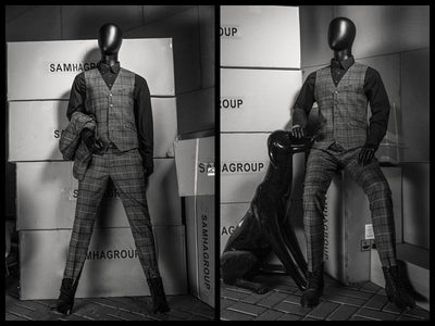 Articulated Egghead Male Mannequin with Articulated Hands: Black
