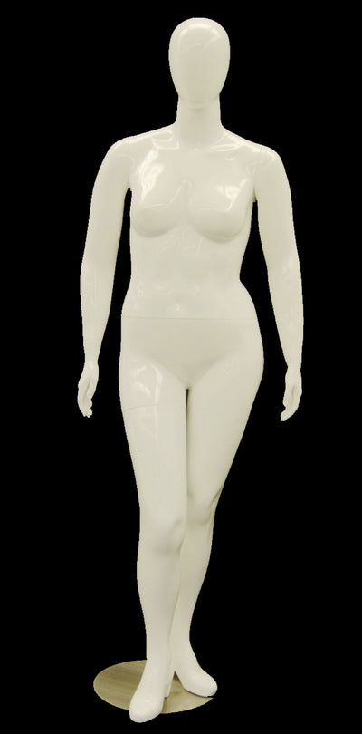 Plus-Size Headless Female Mannequin: Glossy White