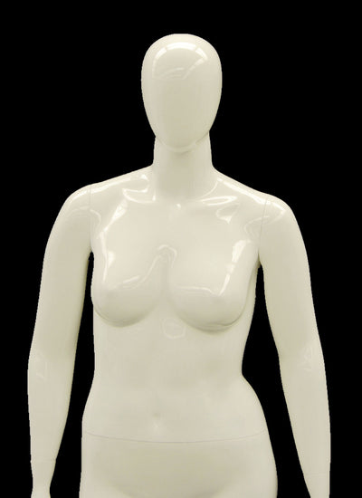 Plus-Size Headless Female Mannequin: Glossy White