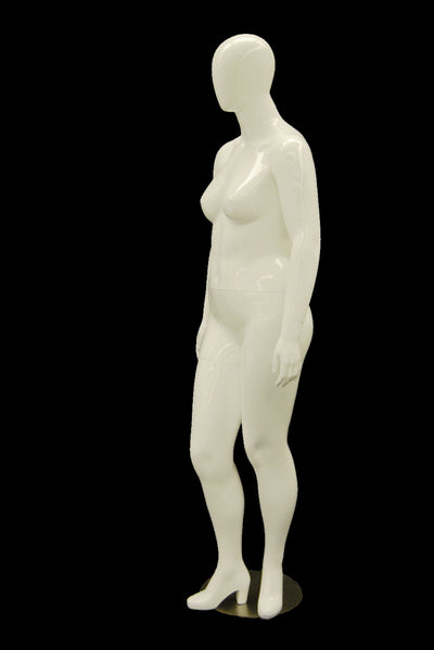 Plus-Size Headless Female Mannequin: Glossy White