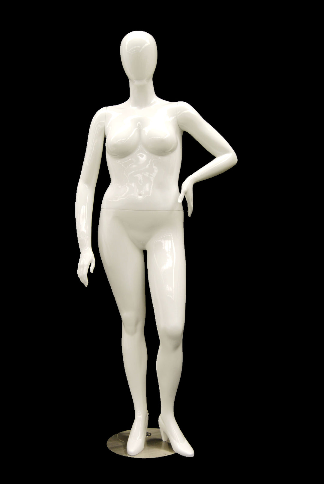 Nancy 3, Plus-Size Female Egghead Mannequin in Glossy White