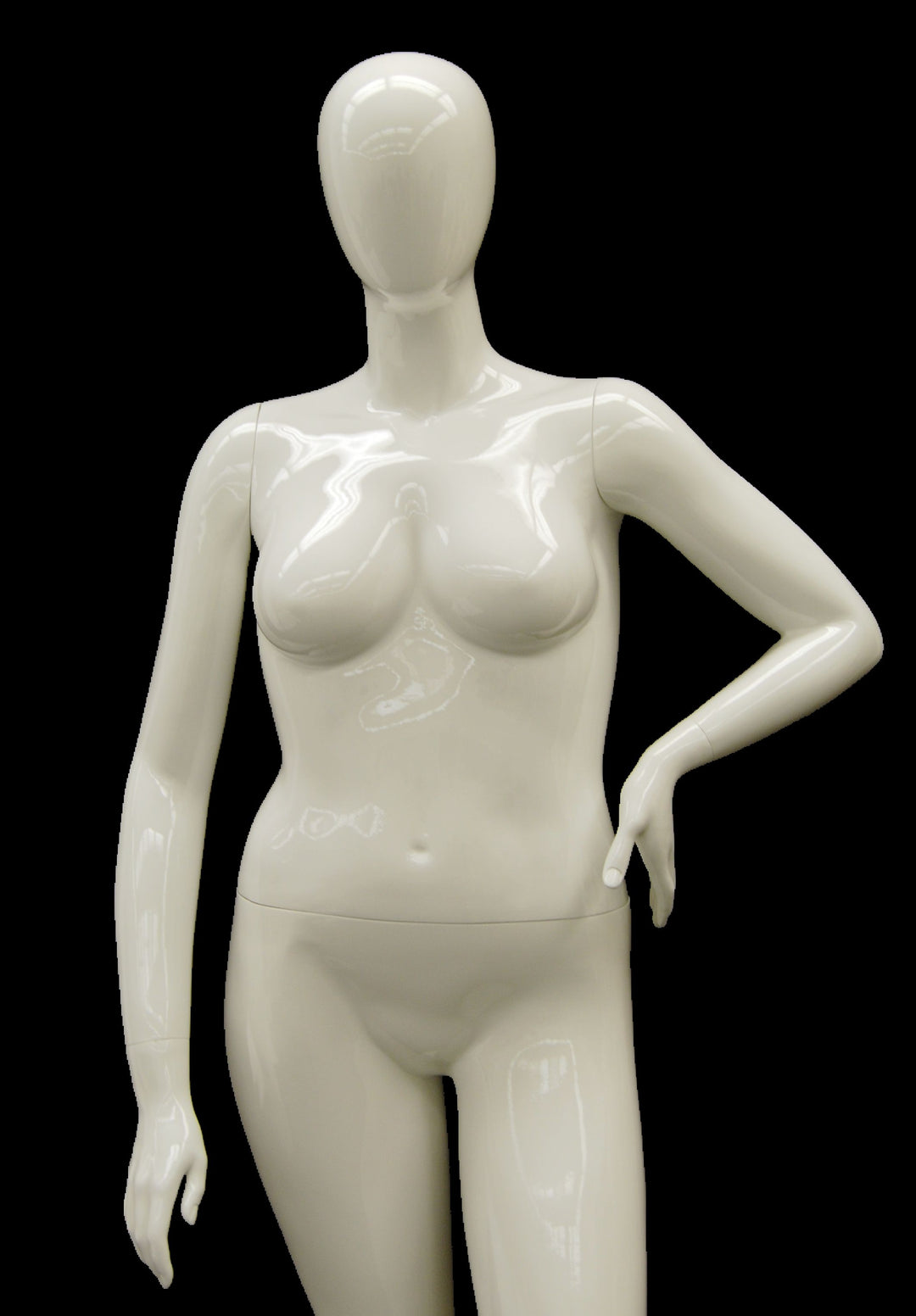 Nancy 3, Plus-Size Female Egghead Mannequin in Glossy White