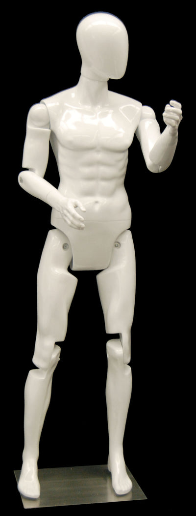 Articulated Egghead Male Mannequin: White