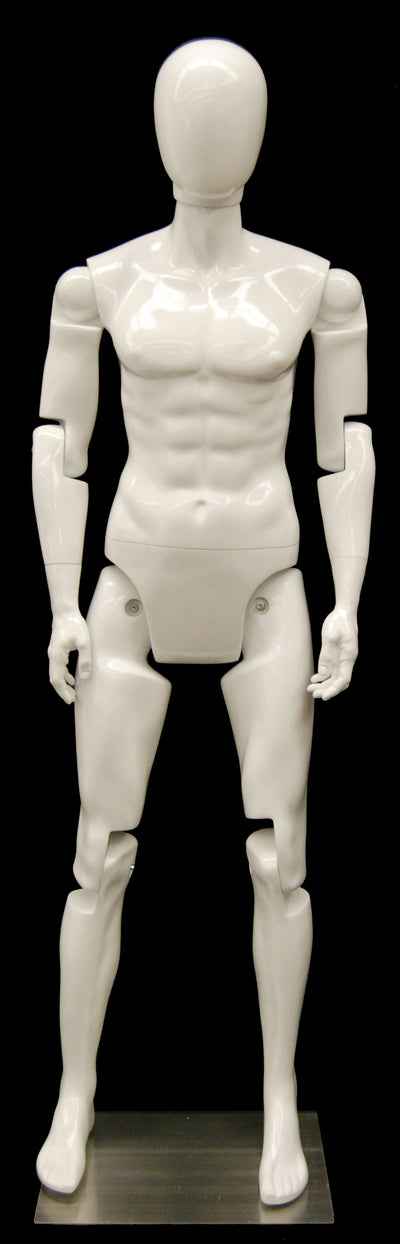 Articulated Egghead Male Mannequin: White