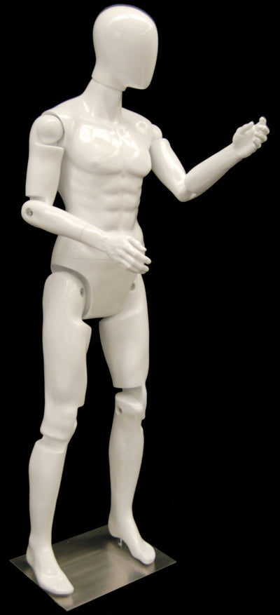 Articulated Egghead Male Mannequin: White