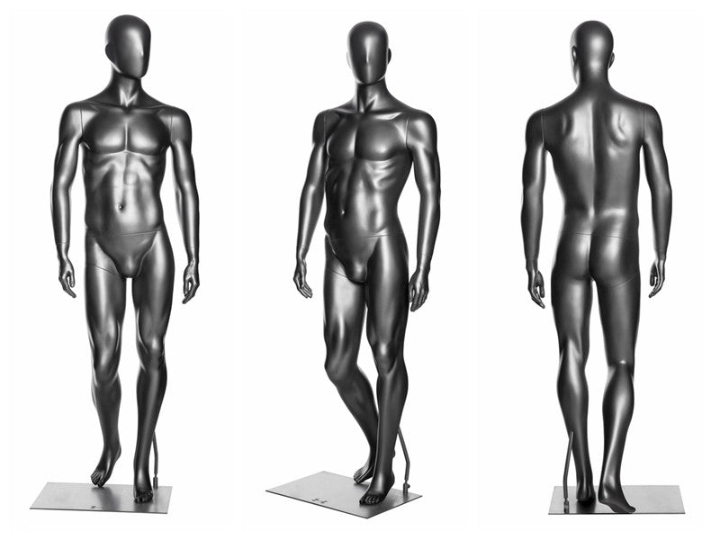 Sports Male Mannequin in Standing Pose 1:  Metallic Grey