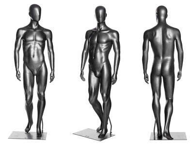 Sports Male Mannequin in Standing Pose 1:  Metallic Grey
