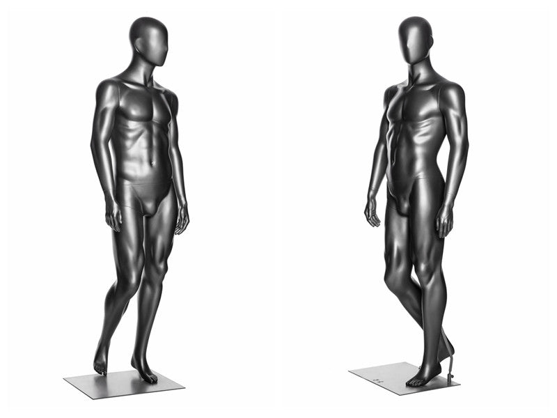 Sports Male Mannequin in Standing Pose 1:  Metallic Grey