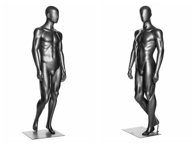 Sports Male Mannequin in Standing Pose 1:  Metallic Grey