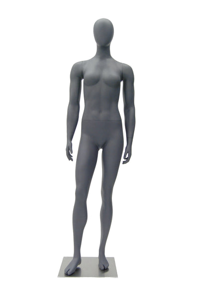 Egghead Female Mannequin in Standing Pose: Matte Grey