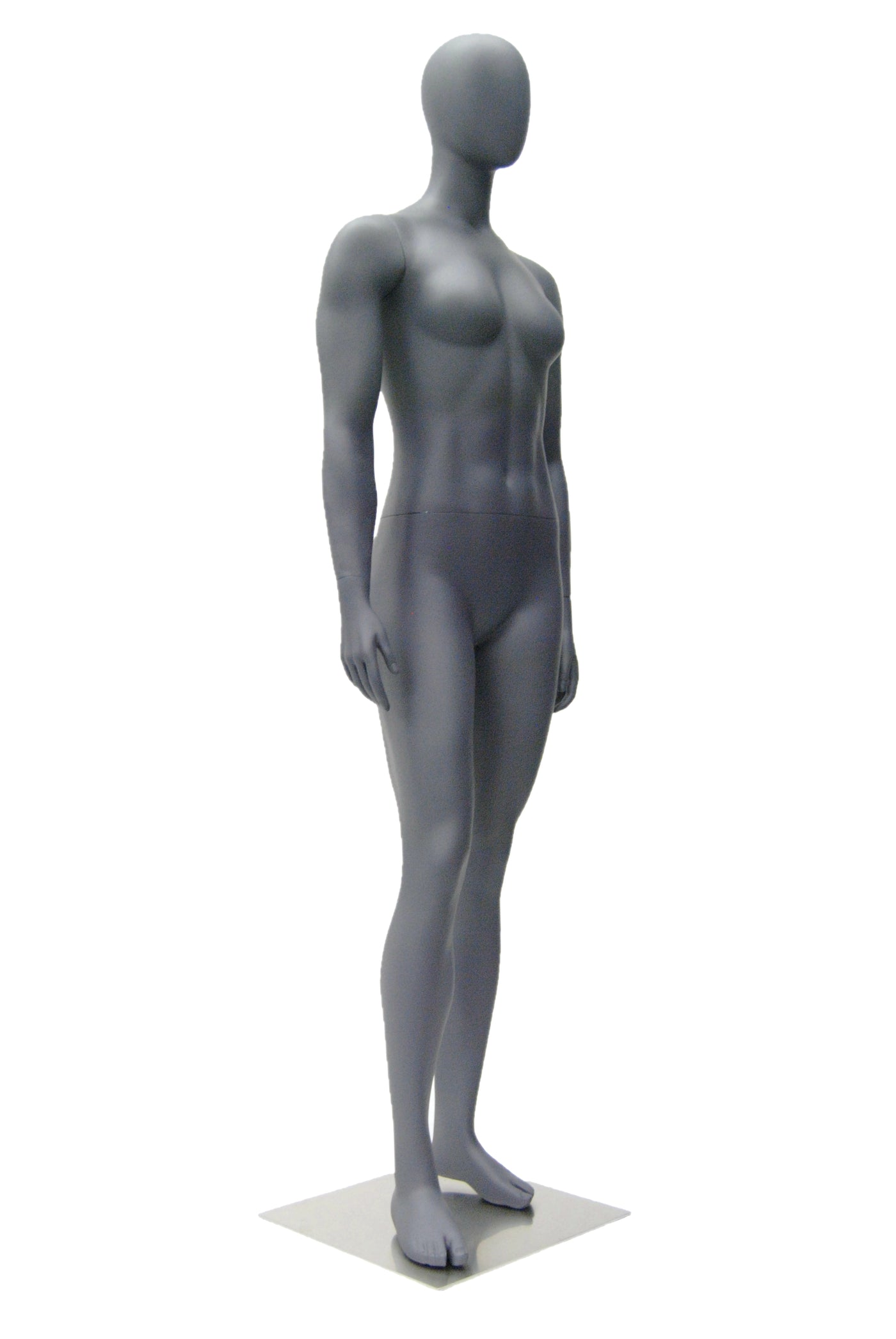 Egghead Female Mannequin in Standing Pose: Matte Grey
