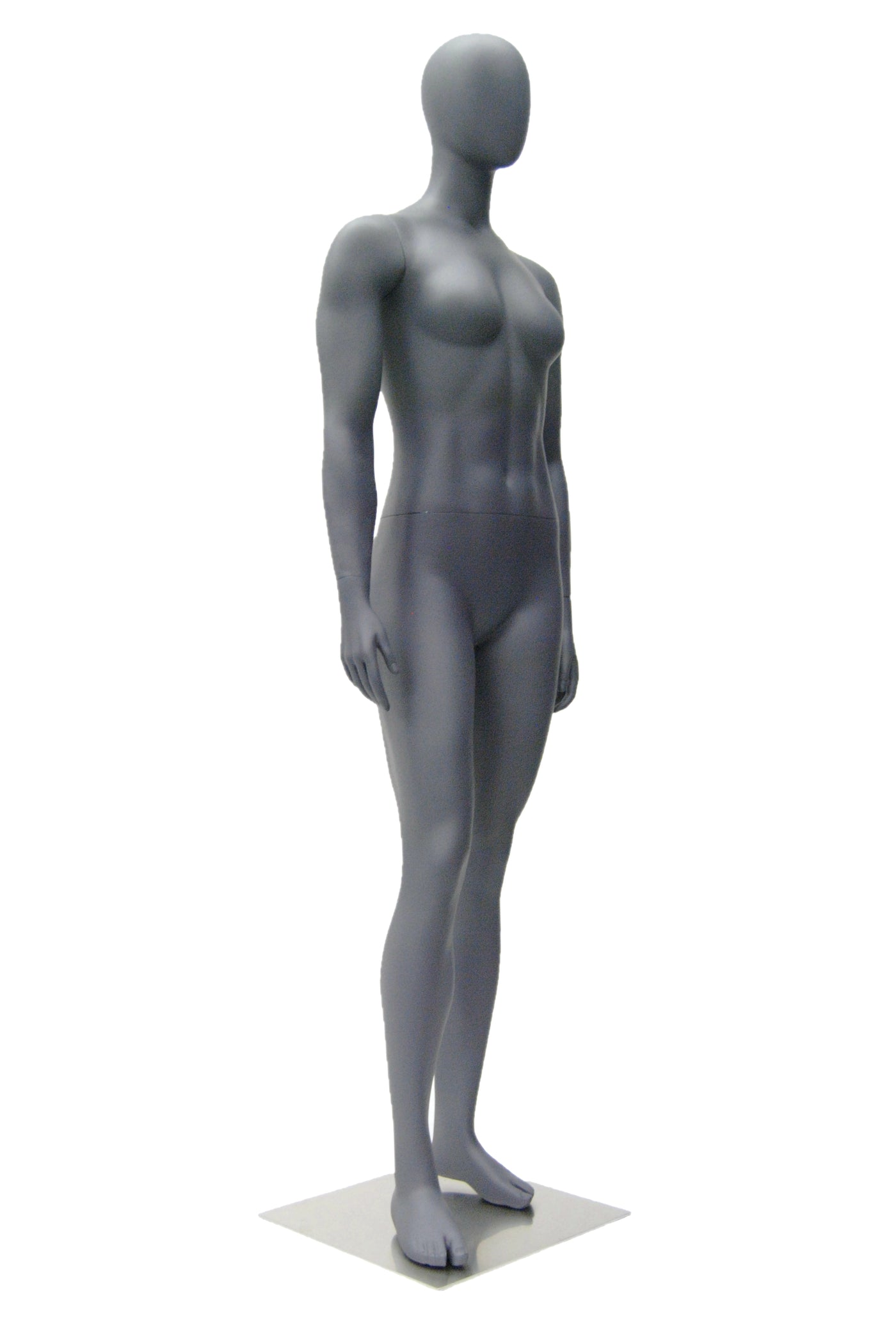 Egghead Female Mannequin in Standing Pose: Matte Grey