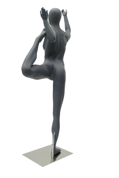 Yoga Egghead Female Mannequin in Dancing Pose: Matte Grey