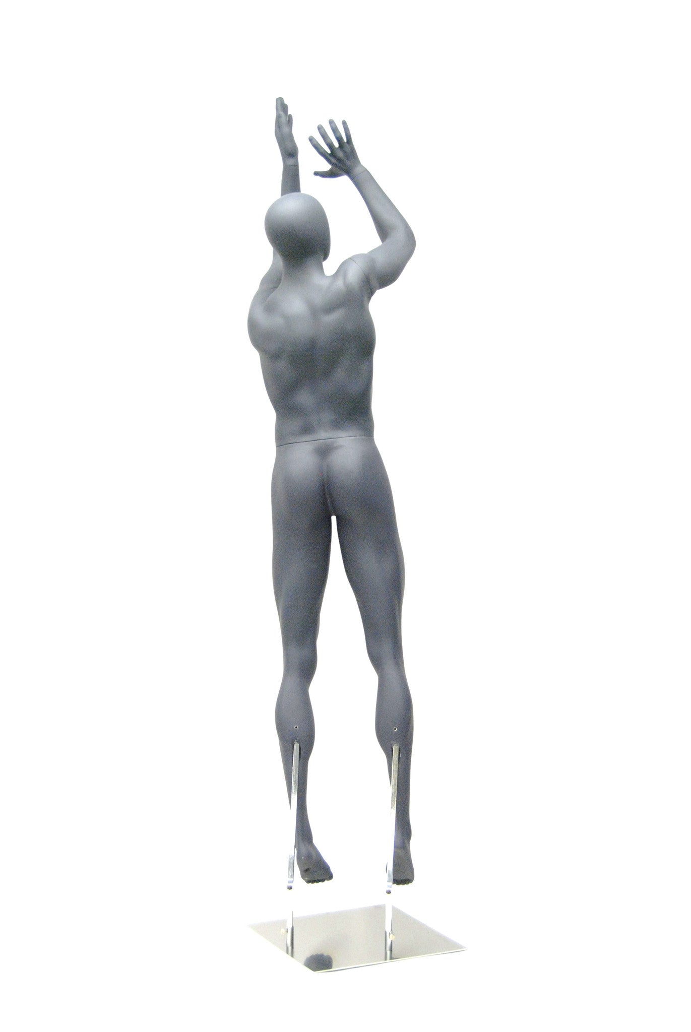 Basketball Playing Egghead Male Mannequin: Matte Grey