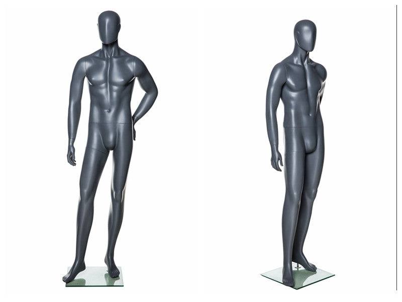 Egghead Male Mannequin in Standing Pose 2: Grey