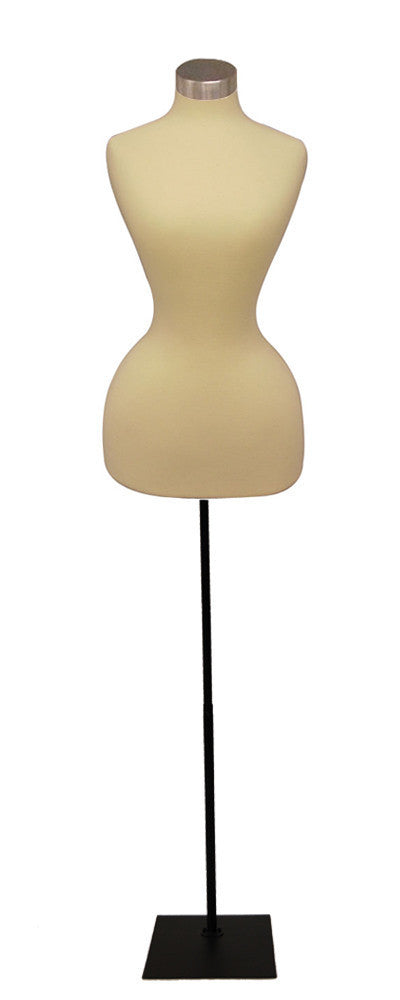 Wasp Waist Corset Dress Form: White Jersey on Black Metal Base