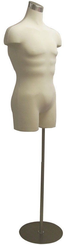 Male Dress Form White Jersey w/ shoulders, Half Leg