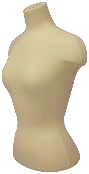 Female French Dress Form with Shoulders Jersey w/ Black Wheeled Base:
