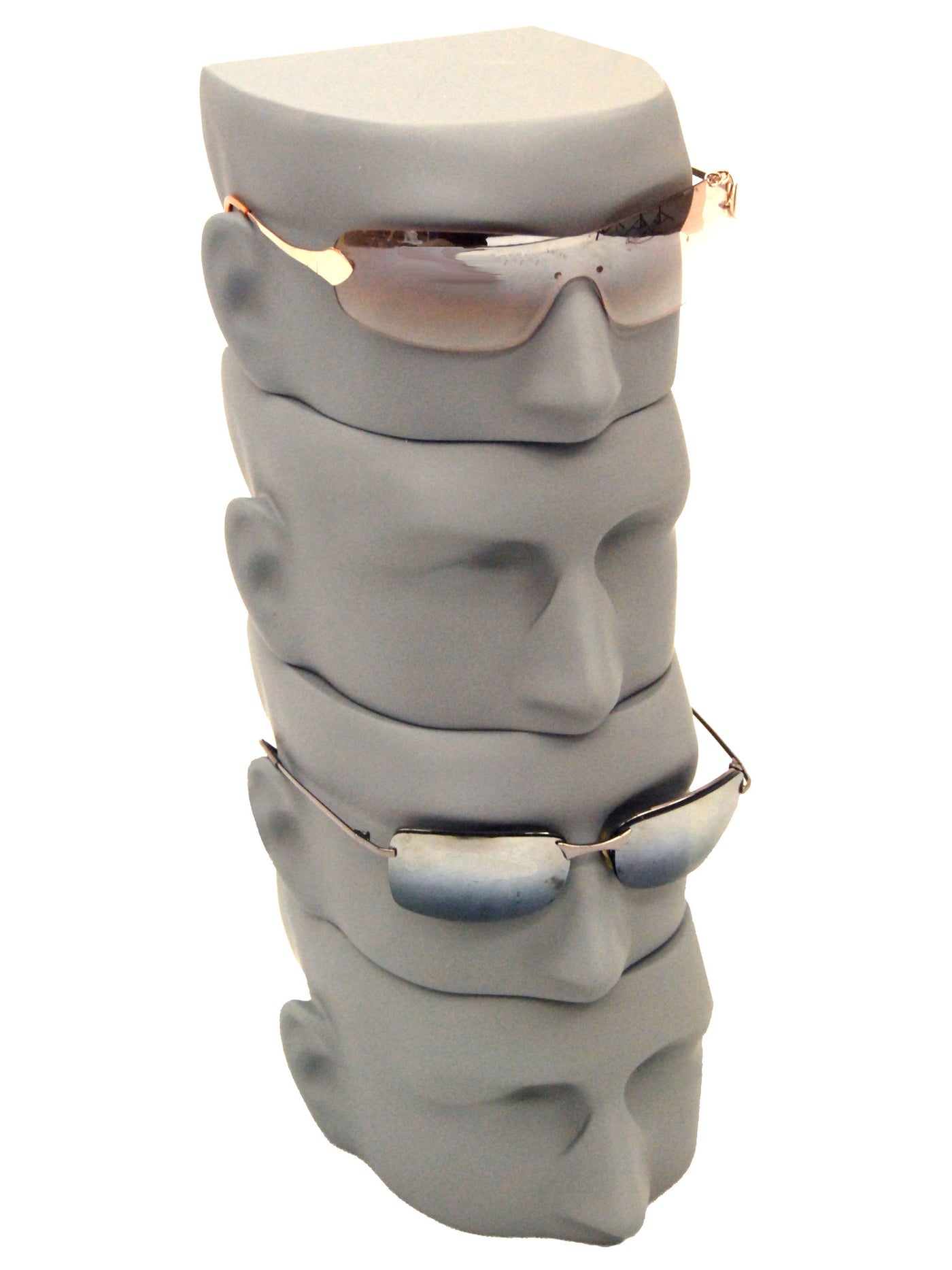 Male Eyeglass Display Heads in Grey: 4-Pack