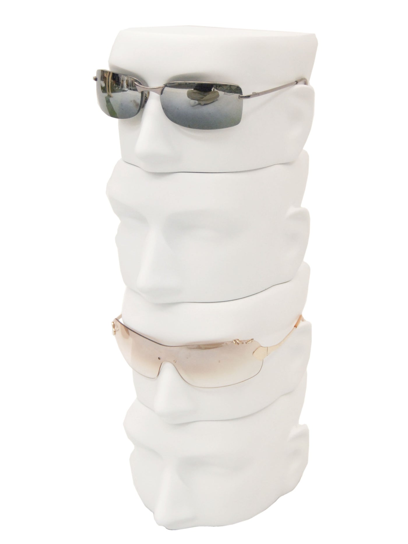 White Eyeglasses Display Head: 4-Pack Male