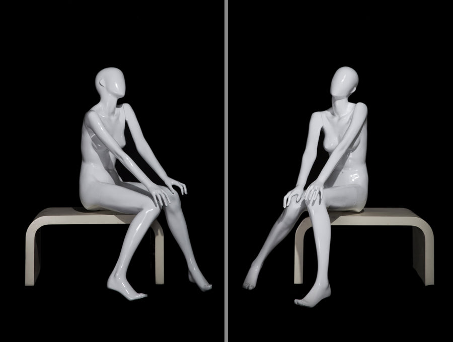 Ayanna: Female Seated Mannequin in Glossy White
