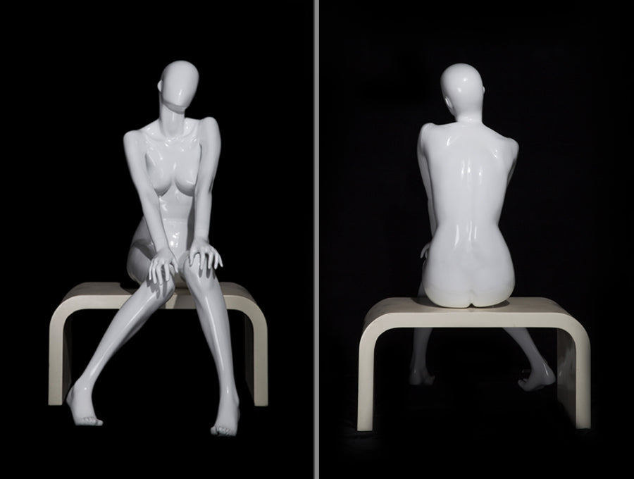 Ayanna: Female Seated Mannequin in Glossy White