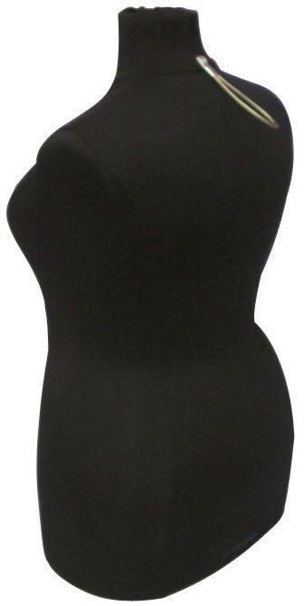 Size 18/20 Black Jersey Plus Size Body Form with Black Metal Base