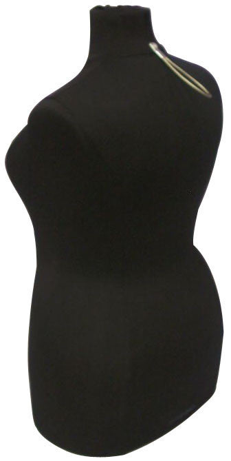 Size 18/20 Black Jersey Plus Size Body Form with Natural Wooden Tripod