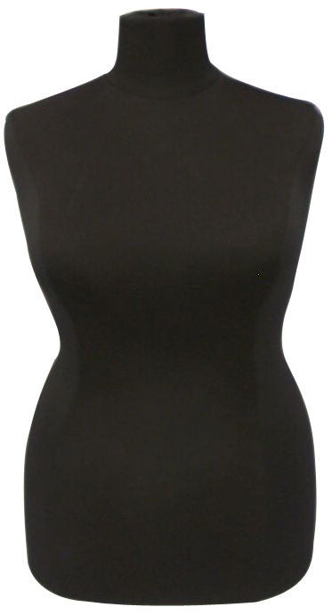 Size 18/20 Black Jersey Plus Size Body Form with Chrome Base